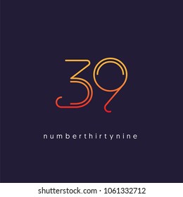 Number thirty nine, Digit 39 Logo Icon vector template.