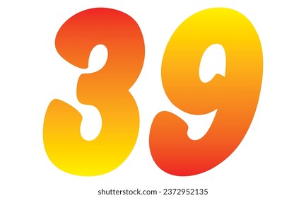 Number Thirty Nine Isolated On A White Background. Number 39 Vector Illustration
