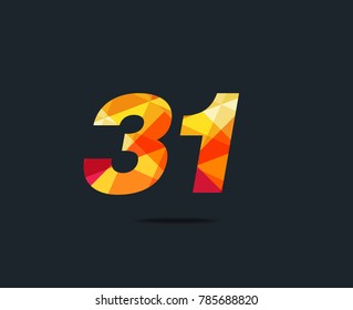 Number thirty one 31 Logo Icon, filled with geometric pattern. polygon letter. Vector Element.