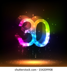 Number thirty. Salute- vector isolated on black background