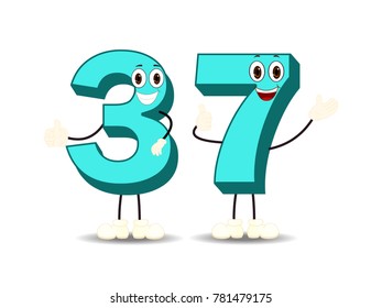 Number Thirty Seven - Cartoon Vector Image