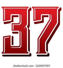Number Thirty Seven Vector Illustration. Number 37 Isolated On A White Background
