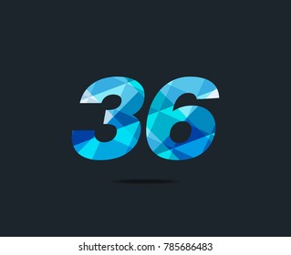 Number thirty six 36 Logo Icon, filled with geometric pattern. polygon letter. Vector Element.