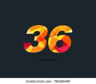 Number thirty six 36 Logo Icon, filled with geometric pattern. polygon letter. Vector Element.