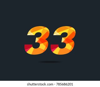 Number thirty three 33 Logo Icon, filled with geometric pattern. polygon letter. Vector Element.