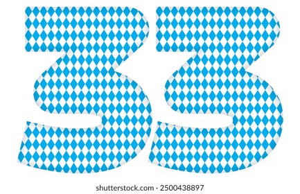 Number Thirty Three With Bavarian Oktoberfest Seamless Pattern Vector Illustration. Number 33 Isolated On A White Background
