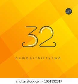 Number thirty two, Digit 32 Logo Icon vector template.