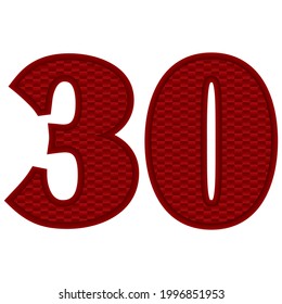 Ilustración de 30 vectores. Rojo Número 30 Con Patrón Abstracto Aislado En Fondo Blanco
