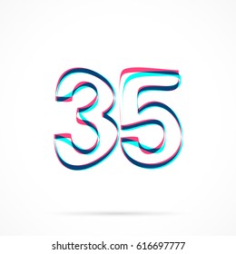 Number Thirty-five, 35 hand drawn with blue and pink highlighters, isolated on a blank background.
Vector illustration, easy to edit, manipulate, resize or colorize.