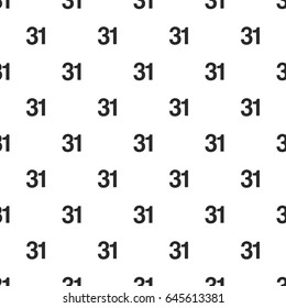 Number Thirty-one, 31 seamless pattern, isolated on white background. Vector illustration, easy to edit.
