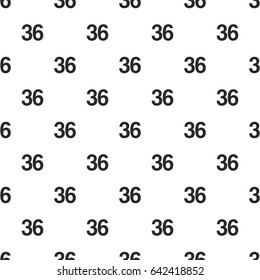 Number Thirty-six, 36 seamless pattern, isolated on white background. Vector illustration, easy to edit.