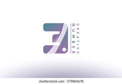 Number three 3 blue purple green creative design vector company logo icon template 