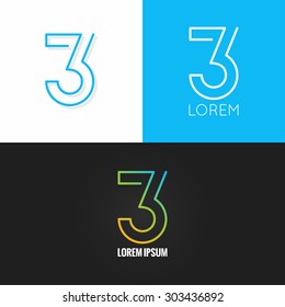 Number Three 3 Logo Design Icon Set Background