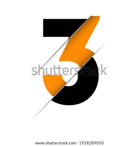 Number three 3 logo design icon background