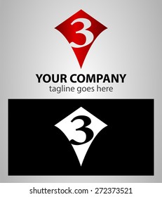 number three 3 logo icon design template elements
