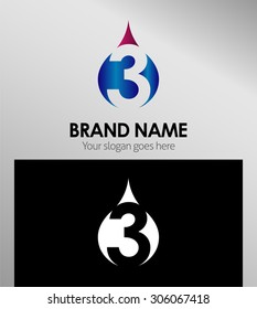Number three 3 logo symbol design template elements
