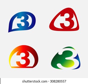 Number three 3 logo symbol design template elements
