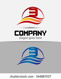 Number three 3 logo symbol design template elements
