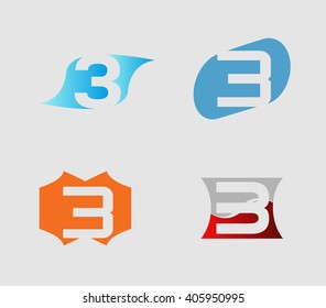 Number three 3 logo symbol design template elements set
