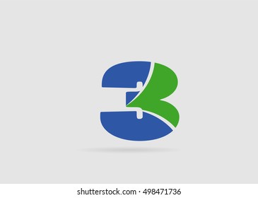 Number three 3 logo symbol design template elements
