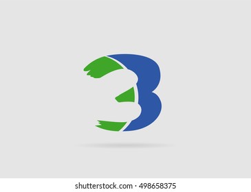 Number three 3 logo symbol design template elements
