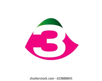 Number three 3 logo symbol design template elements
