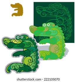 Number three, 3 Numbering, figures in the form of fantastic animals. Vector illustration.