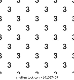 Number Three, 3 seamless pattern, isolated on white background. Vector illustration, easy to edit.