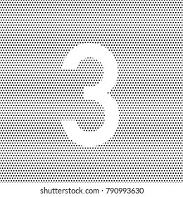 number three 3 white color on structure of black dots