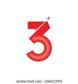 Number Three Arrow Up Motion Logo Vector