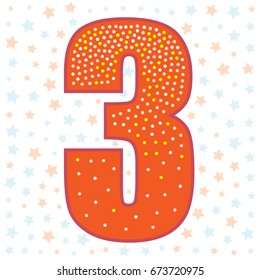 Number three birthday design template elements