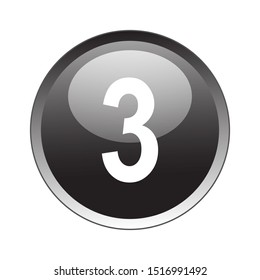 Number three Button Icon Vector Design. number three Button Icon Vector Design with glossy gradient. number three Button Vector design illustration for electronic. web icon push-button number three. 