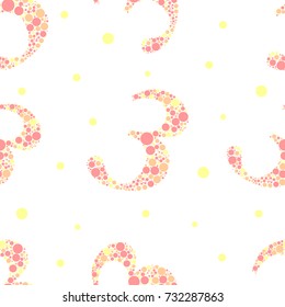 number three from colorful polka dot pattern on white background