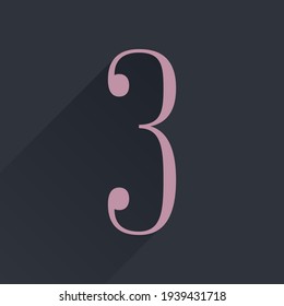 Number three condensed serif logo. Perfect to use in elegant branding, luxury label, wedding invitation, classic layout and more.