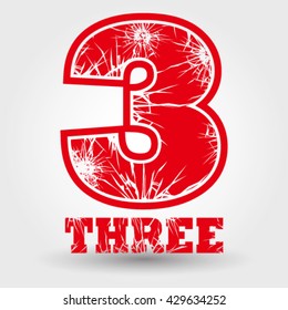 number three crack vector ilustration