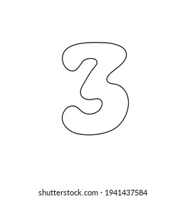 number three, drawing, vector illustration