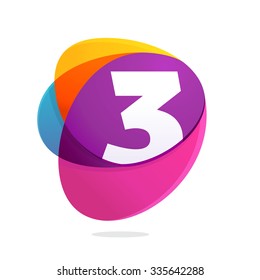 Number three with ellipses intersection. Vector design template elements for your application or corporate identity.