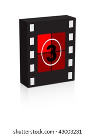 number three film strip on box vector illustration