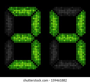 Number three and four made from LED points