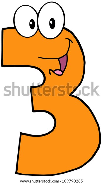 Number Three Funny Cartoon Character Stock Vector Royalty