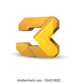 Number Three, futuristic vector concept