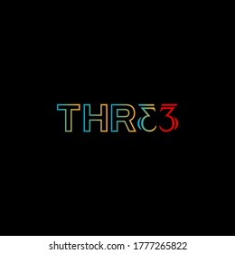 number three gradient design vector