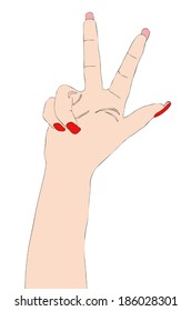 The number Three - The hand of a woman as the number three