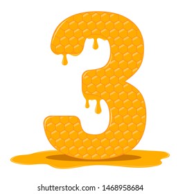 Number three with honey texture for marketing and websites.