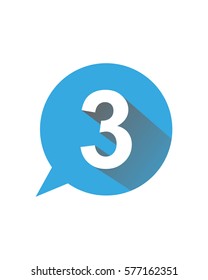 Number three icon - flat style