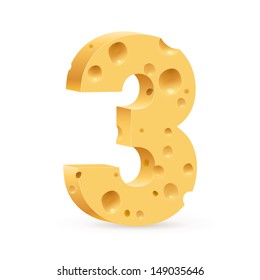 Number three. Illustration on white for design.