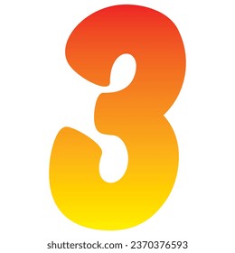 El Número Tres Está Aislado En Un Fondo Blanco. Ilustración vectorial número 3