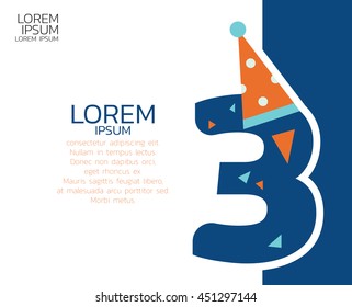 Number three letter. party concept.