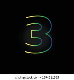 number three logo design  template. number 3 symbol icon, element, emblem vector illustration.