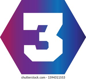 number three logo design  template. number 3 symbol icon, element, emblem vector illustration.